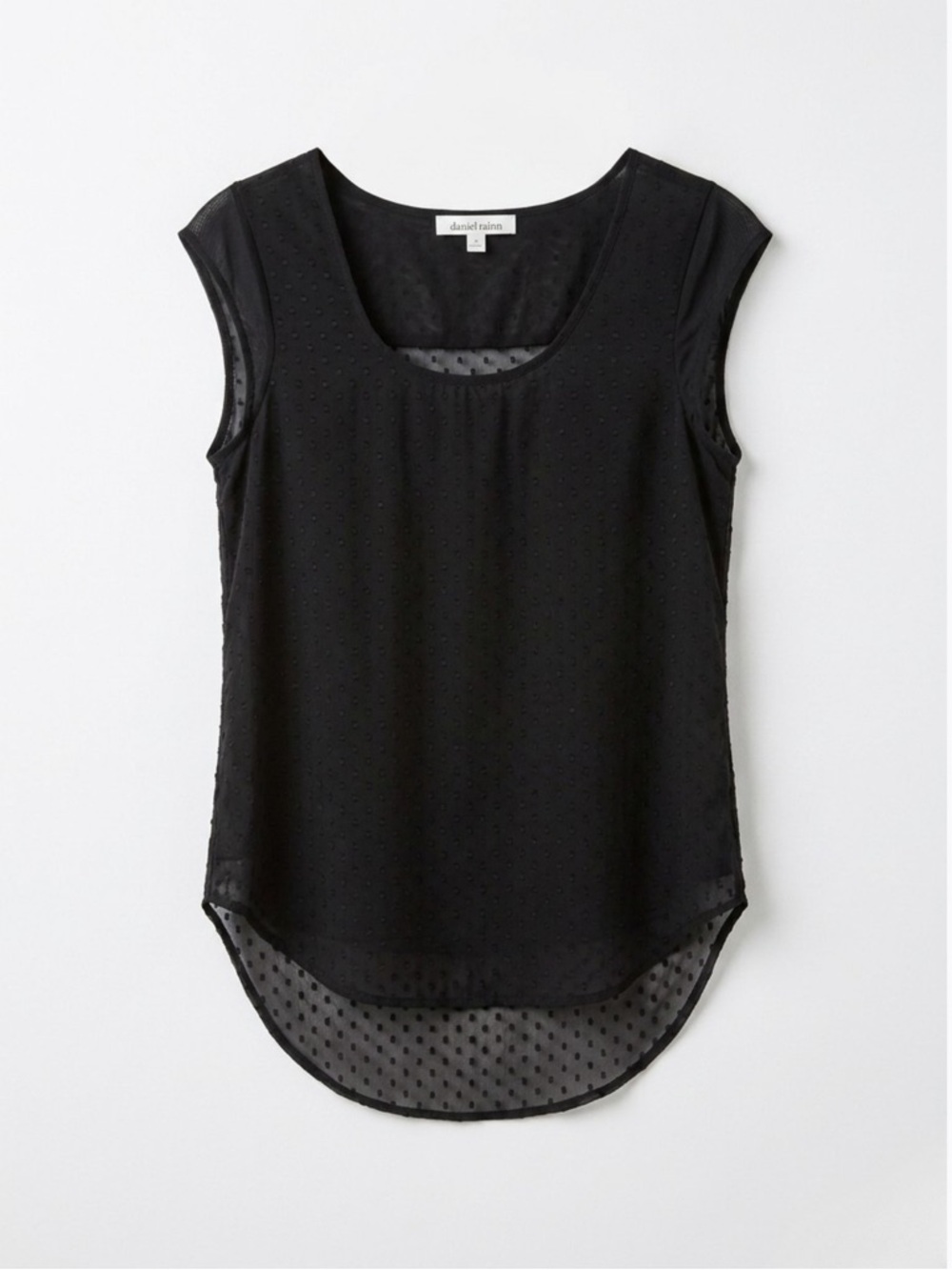 Daniel Rainn Black Sleeveless Sheer Dot Blouse - Picture 1 of 9